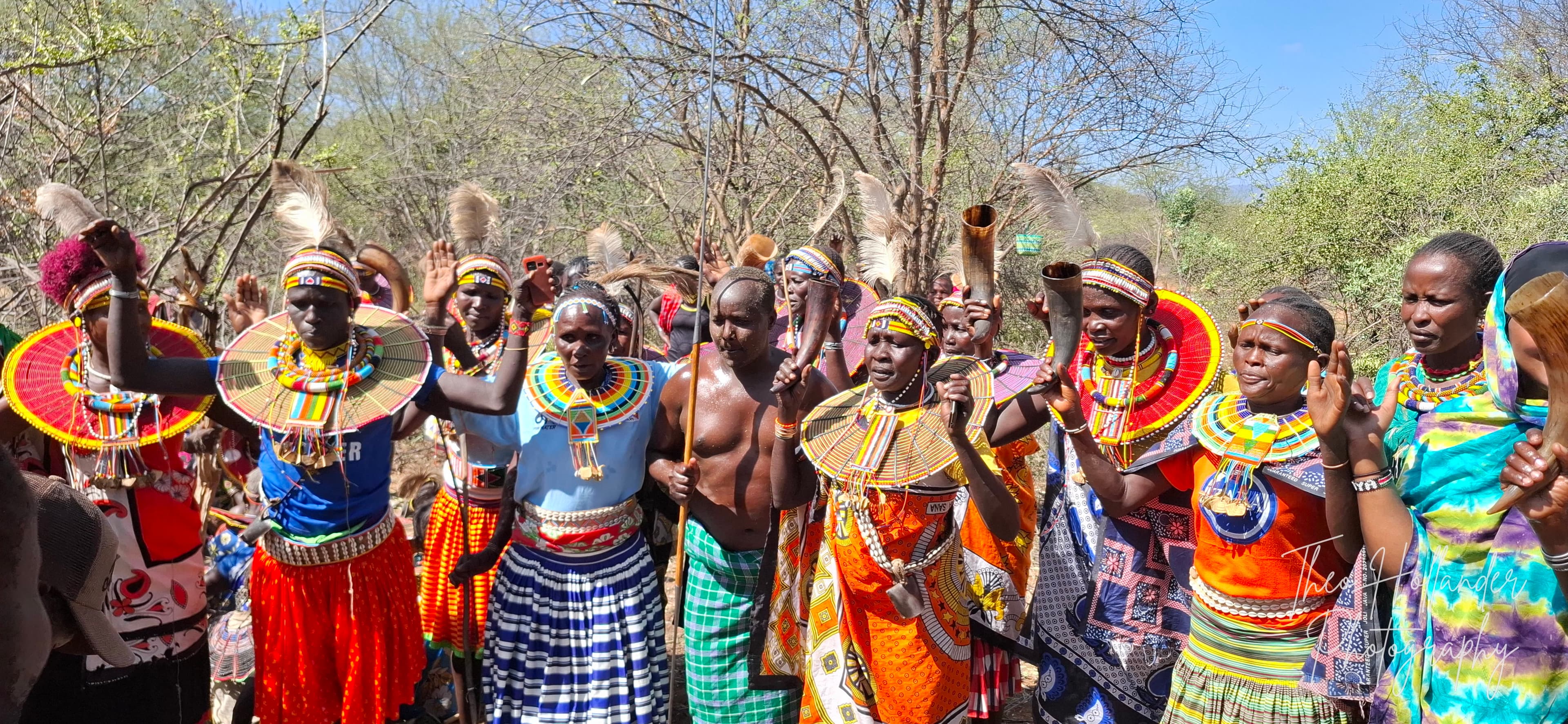 Samburu women dancing in traditional beaded dress