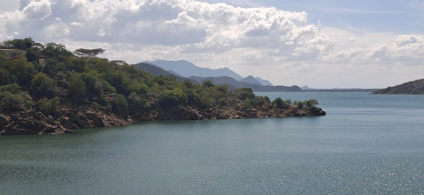 The still waters of the Turkwel River basin on the edge of Pokot country
