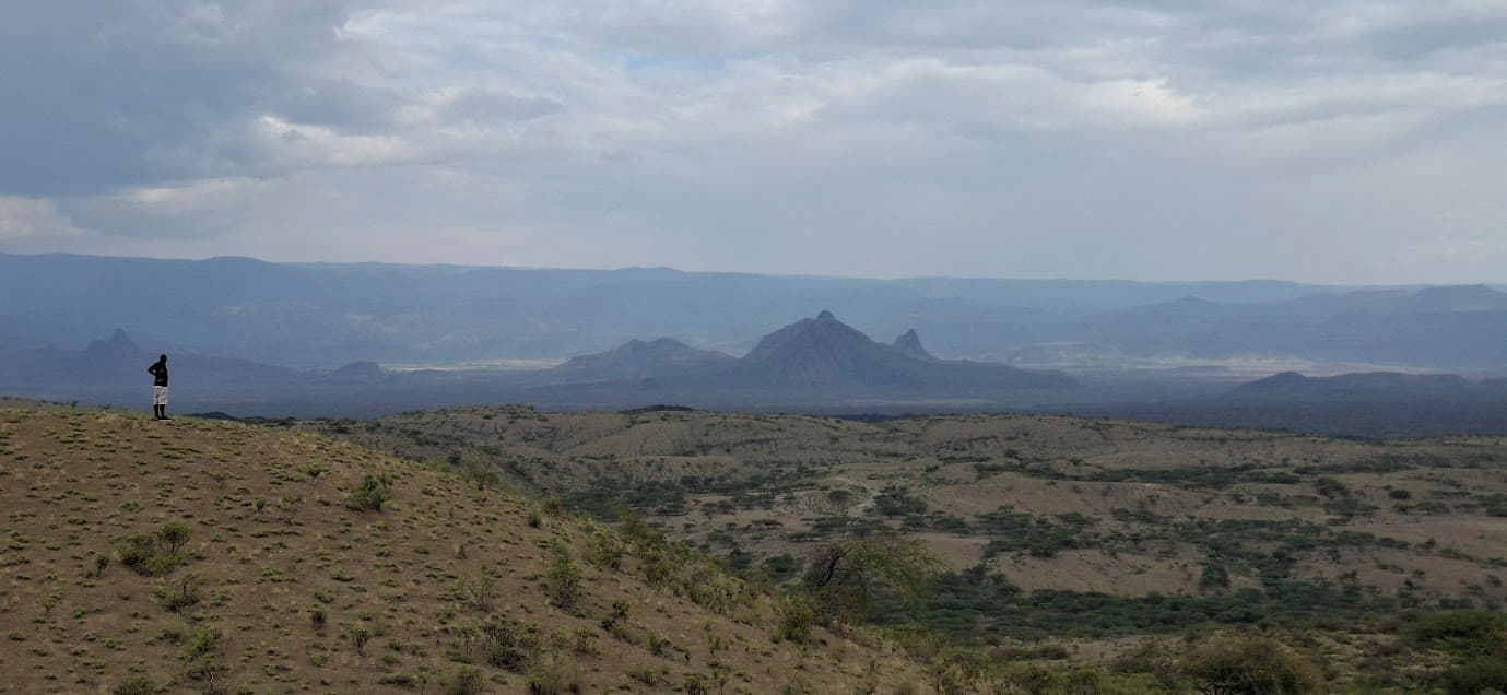Steaming vents and hot springs inside the vast Silale volcanic caldera in the Suguta Valley